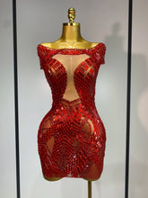 Luxury Rhinestones Sexy Mesh See Through Mini Dress Women Celebrate  Birthday Evening Party Dress Stage Performance  Costume